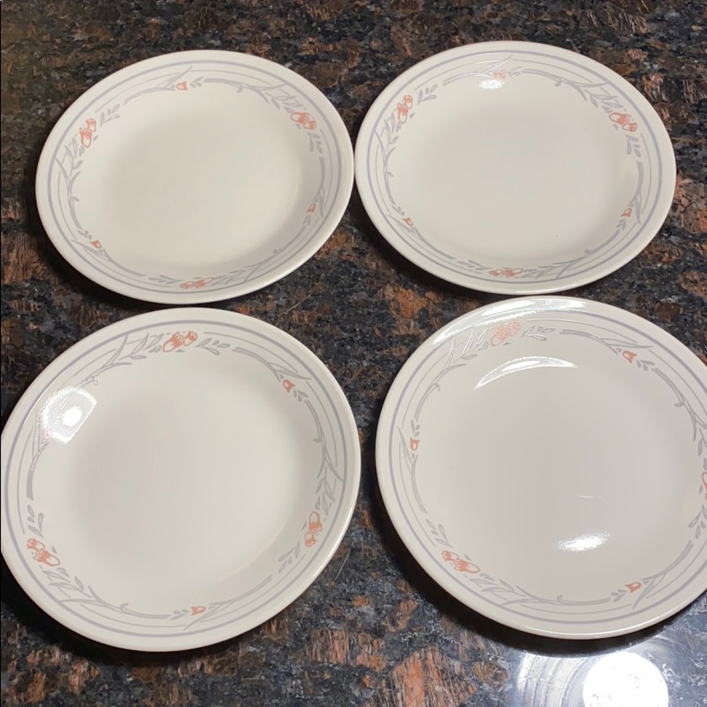 4 Corelle Rose 6 3/4” Bread Plates